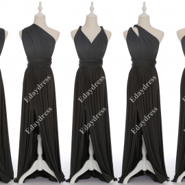 Full length one dress with over 100 styles multi ways wrap convertible infinity charcoal gray slit bridesmaid dresses