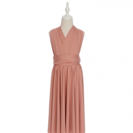 Full length multi ways wrap convertible bridesmaid dresses solid snow light rose pink infinity flower girl dresses