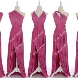 Full length one dress with over 100 styles multi ways wrap convertible infinity rose voilet slit bridesmaid dresses