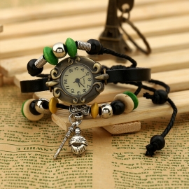 Leather bracelet watch
