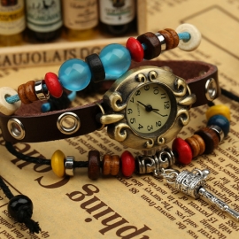 Vintage cowhide bracelet watch