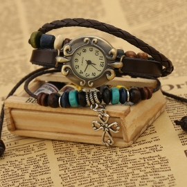 Fashion temperament wild cowhide bracelet watch