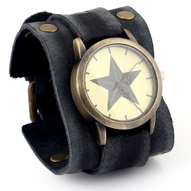 Punk vintage leather bracelet watch