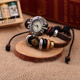 Vintage cowhide bracelet watch