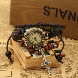 Vintage cowhide bracelet watch