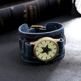 Retro leather watch wide leather personality bracelet watch