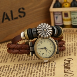 Leather bracelet watch