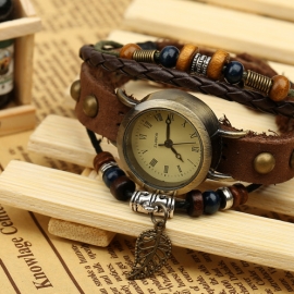 Vintage cowhide bracelet watch