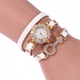 Rhinestone decoration long band old fashion female bracelet quartz watches