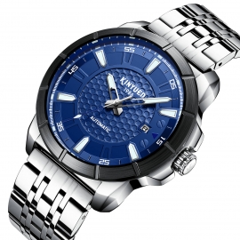 Mens big dial luminous hands stainless steel tourbillon automatic mechanical watch 