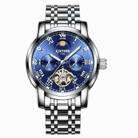 Luminous mechanical men business fashion stainless steel case back water proof watch 