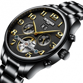 Stainless steel automatic mechanical watch for men skeleton water resistant watch 
