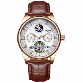 Genuine leather luminous skeleton watch tourbillon automatic mechanical wrist watches 