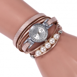 Creative old fashion snake skin pattern long band pearl decoration female quartz watches