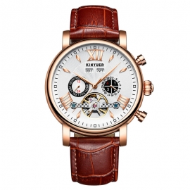 High quality water resistant automatic movement genuine leather business watch 