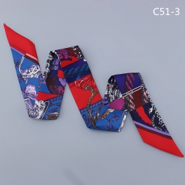 Long print silk smooth look tape belt sashes