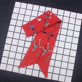 Long print silk smooth look tape belt sashes