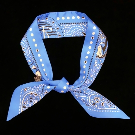 Long print silk smooth look tape belt sashes