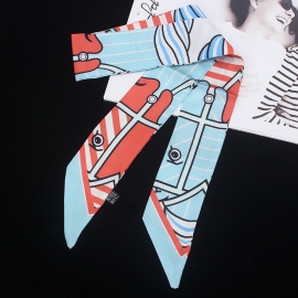 Long print silk smooth look tape belt sashes