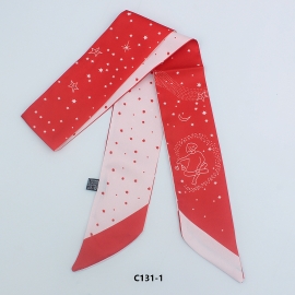 Long print silk smooth look tape belt sashes