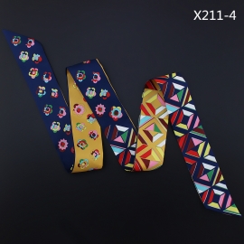 Long print silk smooth look charmeuse print head tape belt sashes