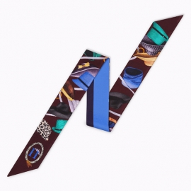 Long print silk smooth look charmeuse print head tape belt sashes