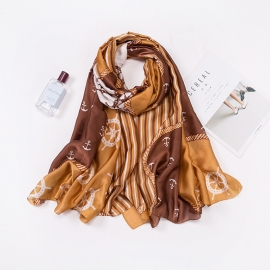 Long print silk smooth look charmeuse shawl scarf