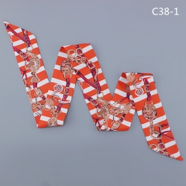 Long print silk smooth look tape belt sashes