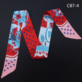 Long print silk smooth look tape belt sashes