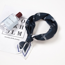 Print silk smooth look charmeuse square scarf