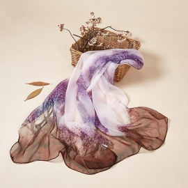 Long print silk smooth look charmeuse shawl scarf