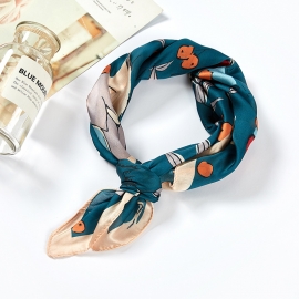 Print silk smooth look charmeuse square scarf