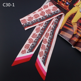 Long print silk smooth look tape belt sashes