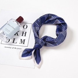 Print silk smooth look charmeuse square scarf