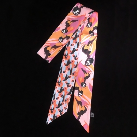 Long print silk smooth look charmeuse print head tape belt sashes