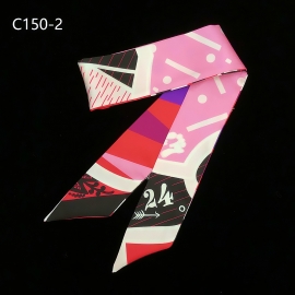 Long print silk smooth look tape belt sashes