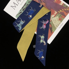 Long print silk smooth look tape belt sashes