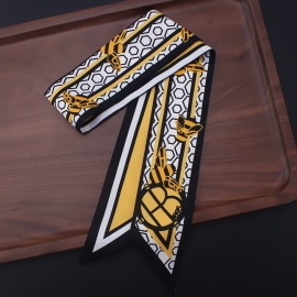 Long print silk smooth look tape belt sashes