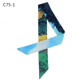 Long print silk smooth look tape belt sashes