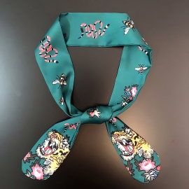 Long print silk smooth look tape belt sashes