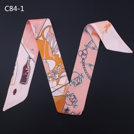 Long print silk smooth look tape belt sashes