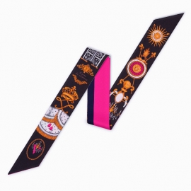 Long print silk smooth look charmeuse print head tape belt sashes