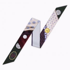 Long print silk smooth look charmeuse print head tape belt sashes