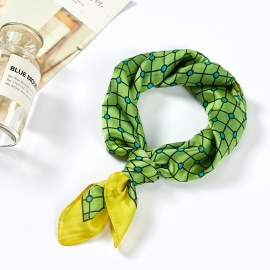 Print silk smooth look charmeuse square scarf