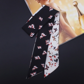 Long print silk smooth look tape belt sashes