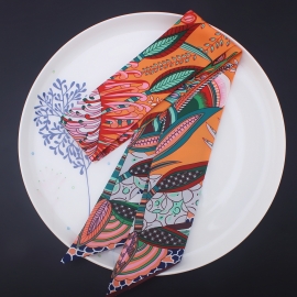 Long print silk smooth look tape belt sashes