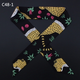 Long print silk smooth look tape belt sashes