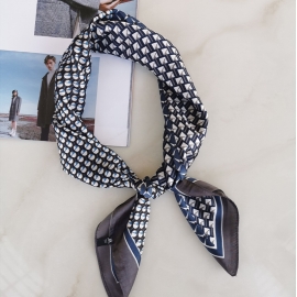 Print silk smooth look charmeuse square scarf