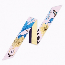 Long print silk smooth look charmeuse print head tape belt sashes