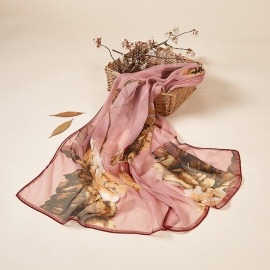 Long print silk smooth look charmeuse shawl scarf